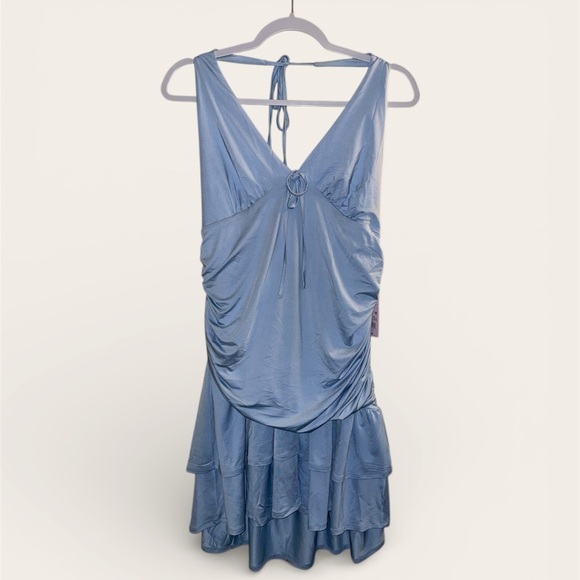 wild fable Dresses & Skirts - Wild Fable Light Blue Halter Ruffled Mini Dress